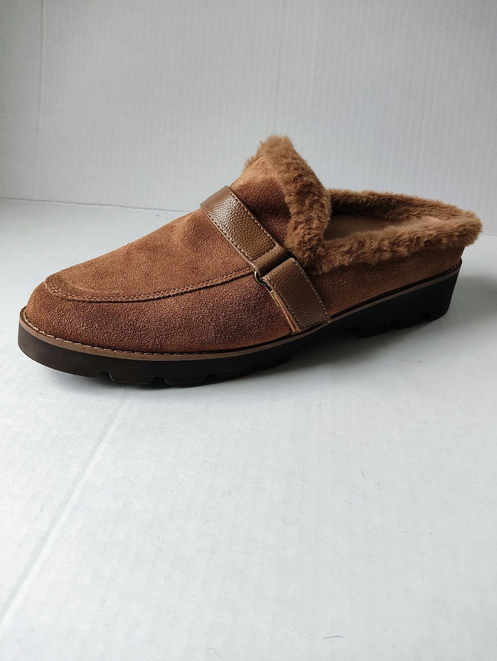Vionic Kailene Faux Fur Lined Suede Mule Loafers Sz9
